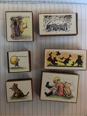Vintage Disney Classic Winnie the Pooh & Friends Rubber Stamp Set of 6 E.H.